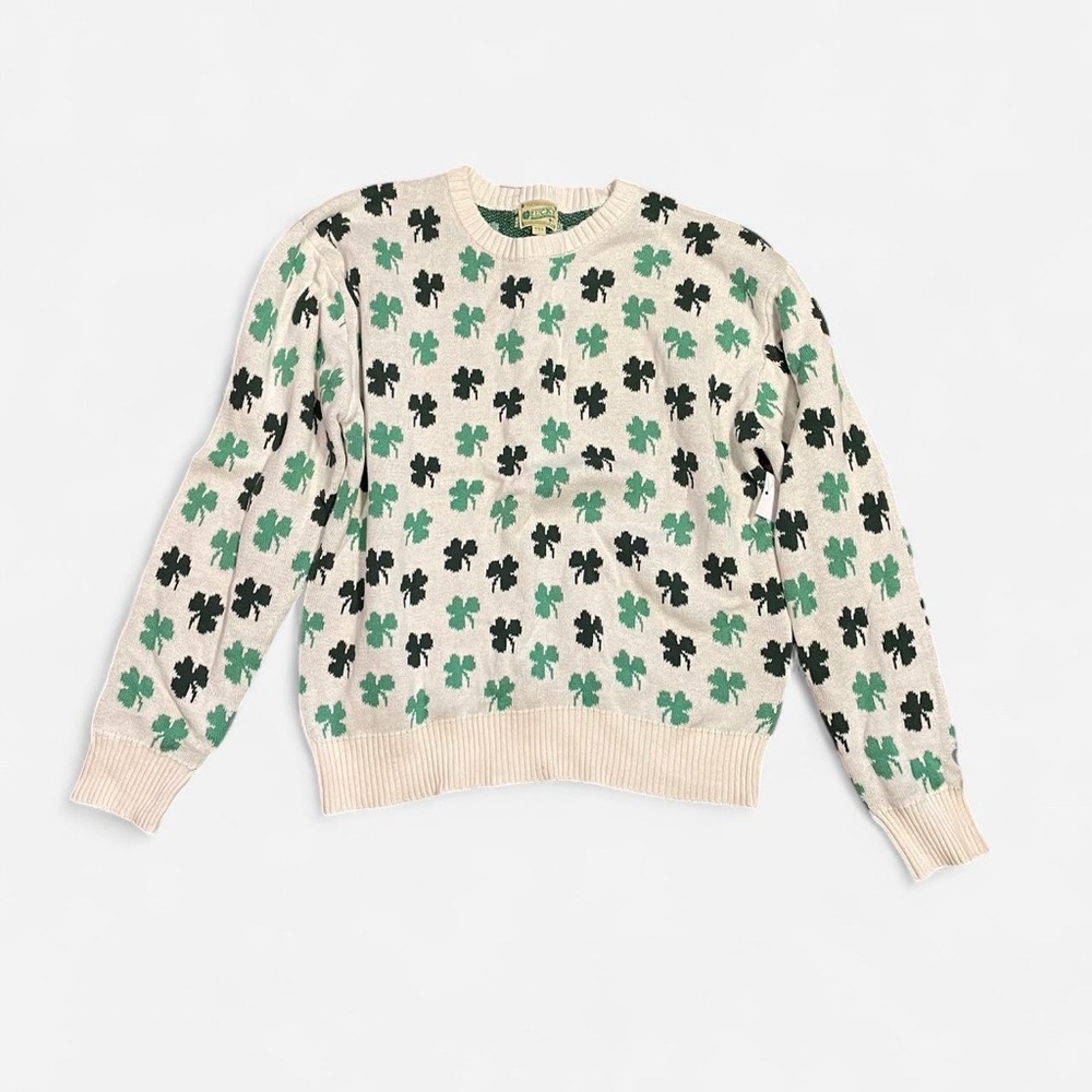 Green and white Lucky Clover sweater